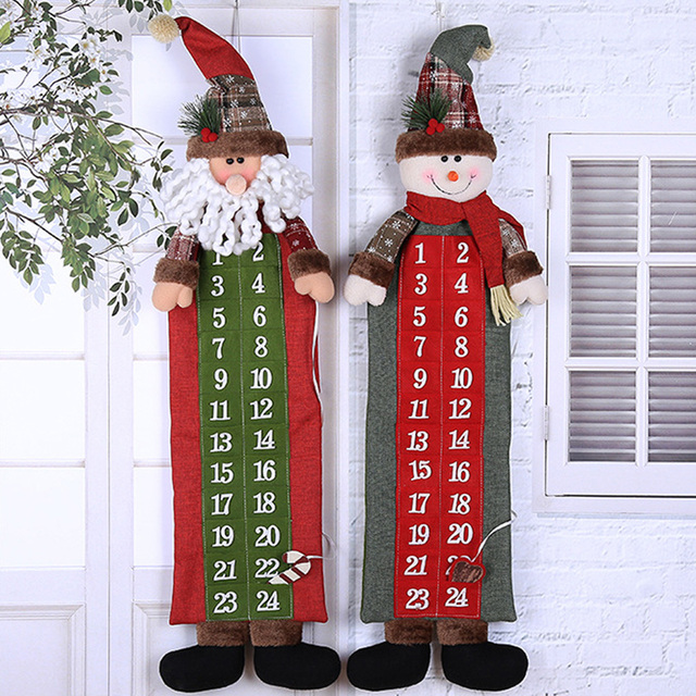 Kalendarz adwentowy 3D Święty Mikołaj i bałwan - dekoracja świąteczna do zawieszenia na ścianie, 24 dni odliczania - Wianko - 2