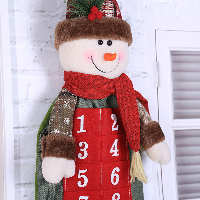 Kalendarz adwentowy 3D Święty Mikołaj i bałwan - dekoracja świąteczna do zawieszenia na ścianie, 24 dni odliczania - Wianko - 4