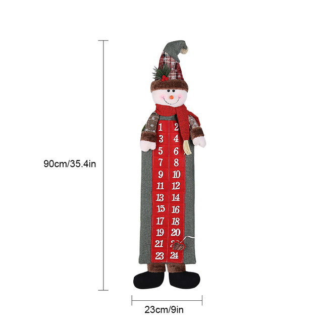 Kalendarz adwentowy 3D Święty Mikołaj i bałwan - dekoracja świąteczna do zawieszenia na ścianie, 24 dni odliczania - Wianko - 8