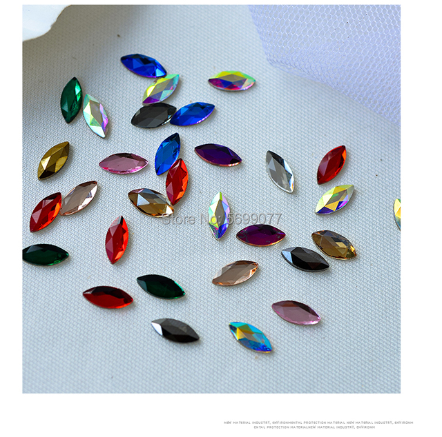 15 kolorowych iskrzących kamieni 3.5x8mm w 20 sztukach - płaskie kryształy szklane o kształcie oka konia do tworzenia biżuterii 3D Nail Art - Wianko - 8