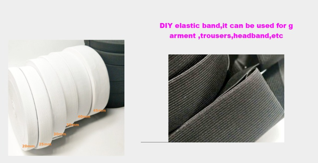 5-metrowe opaski elastyczne do szycia DIY, wykonane z najwyższej jakości nylonu o szerokości 3/6/9/12/15/25/30/35/40 mm, w kolorach białym i czarnym - Wianko - 3