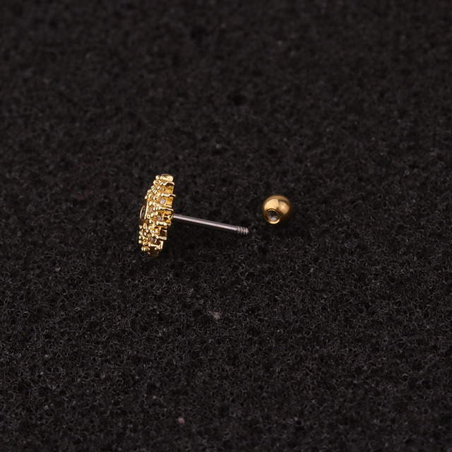 Kolczyk stud kość micro pave ze stali nierdzewnej, złoty kolor, mały rozmiar - Wianko - 1