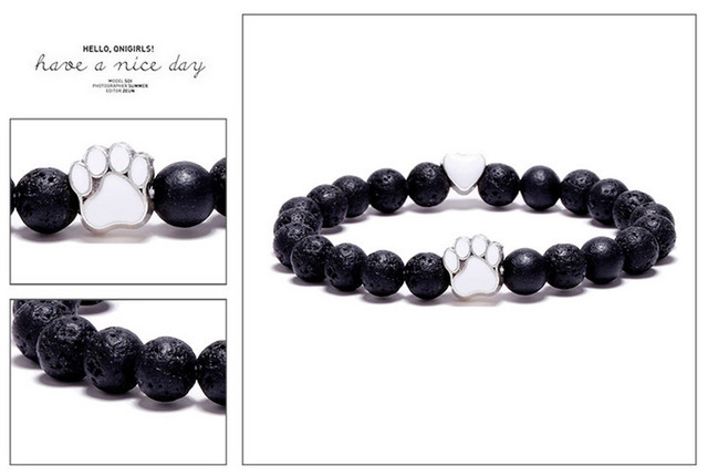 Łapa psa - elastyczna lina - bransoletka Chakra - lava - naturalny kamień serduszko - biżuteria joga - Wianko - 5