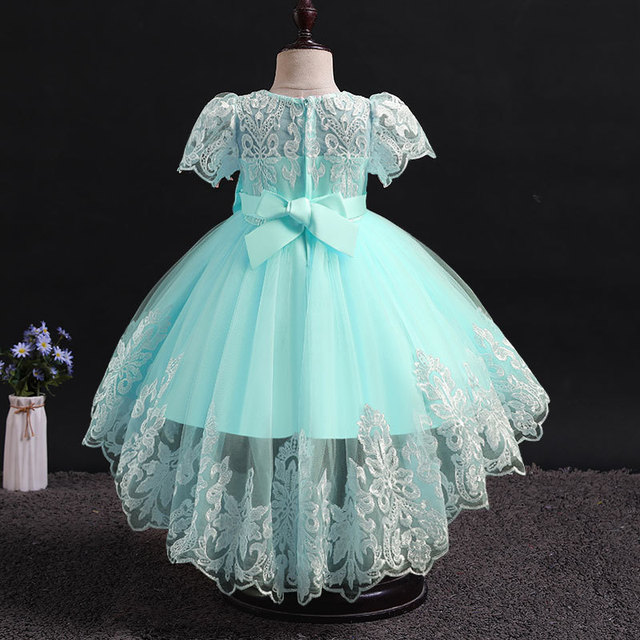 Sukienka dla dziewczynki z haftowanymi koronkami na białym tle - urodziny, impreza, ślub, wieczorowa - Wianko - 14