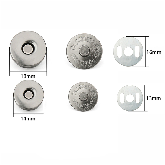 10 zestawów/partia magnetycznych zatrzasków metalowych do odzieży - 14/18mm, okrągłe, niewidoczne, szwalne, automatyczne, adsorpcyjne - Wianko - 2