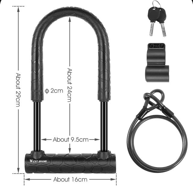 Blokada rowerowa WEST BIKING U-lock do MTB i rowerów szosowych - zabezpieczenie przed kradzieżą, 2 klucze - Wianko - 42