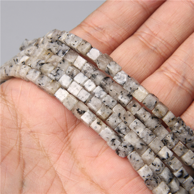 Koraliki kwadratowe z naturalnego kamienia 4/6/8mm - jasper, turkus, labradouryt, kryształ - do ręcznej produkcji biżuterii DIY 15 - Wianko - 86