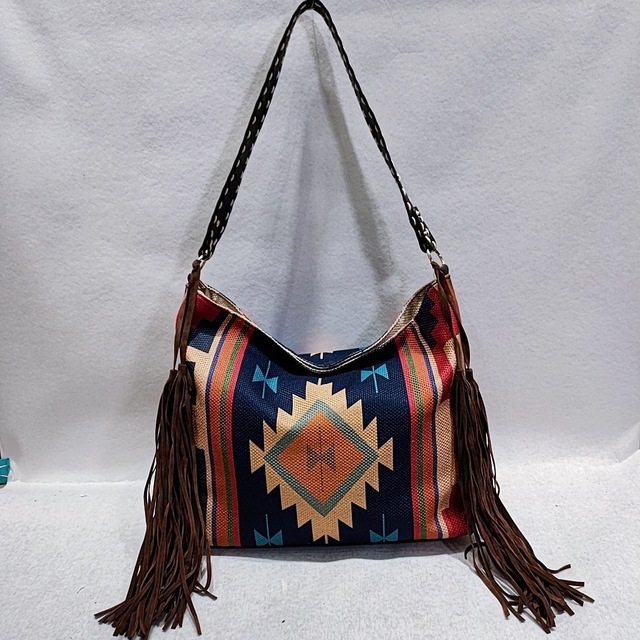 Damska torebka z unikalnym boho stylem, dużą pojemnością na zakupy i podróże, wykonana z materiału Canvas w retro design. Idealny prezent dla dziewczynek - Wianko - 36
