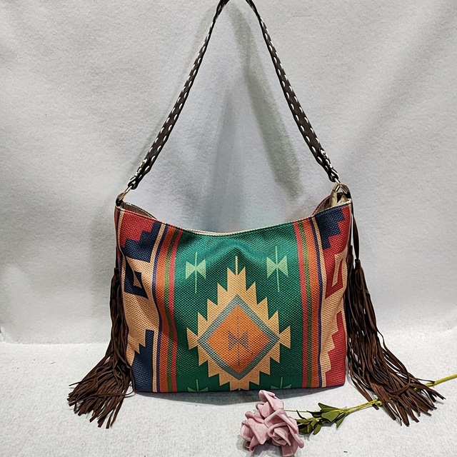Damska torebka z unikalnym boho stylem, dużą pojemnością na zakupy i podróże, wykonana z materiału Canvas w retro design. Idealny prezent dla dziewczynek - Wianko - 26