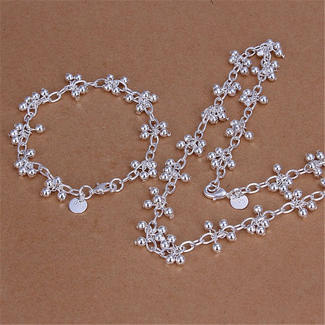 Zestaw biżuterii z popularnych marek: bransoletka i naszyjnik wykonane z srebra próby 925 dla kobiet - idealne na imprezy, śluby i prezent dla pary - Wianko - 1