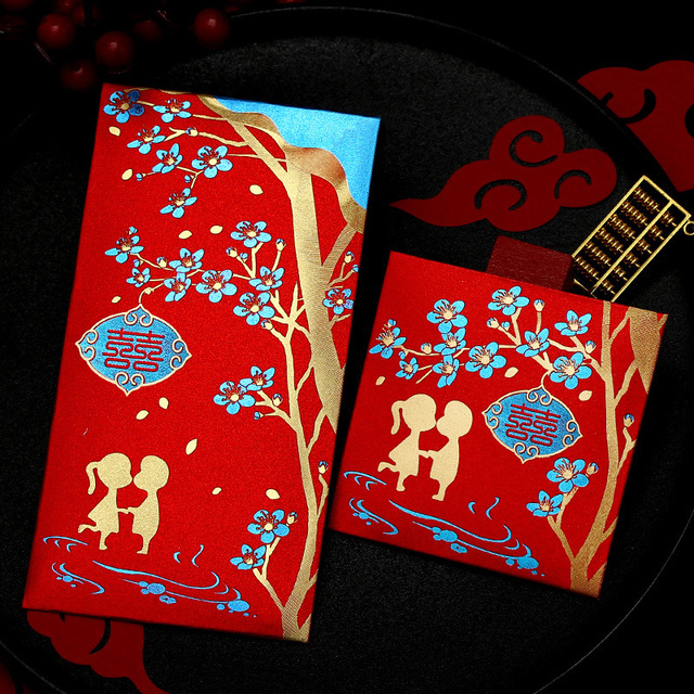Koperty ślubne z chińskim znakiem Xi (10 części/partia), retro, czerwone, 9x17cm - Wianko - 19