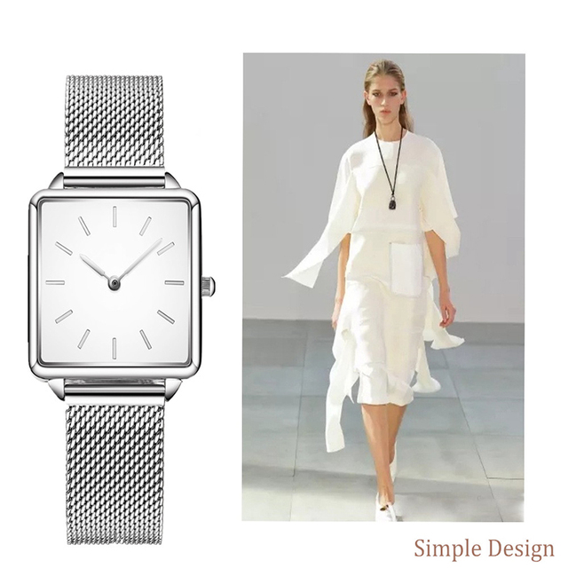 Luksusowy zegarek damski 2020 z prostym designem - stalowa bransoletka, mechanizm kwarcowy - Wianko - 3