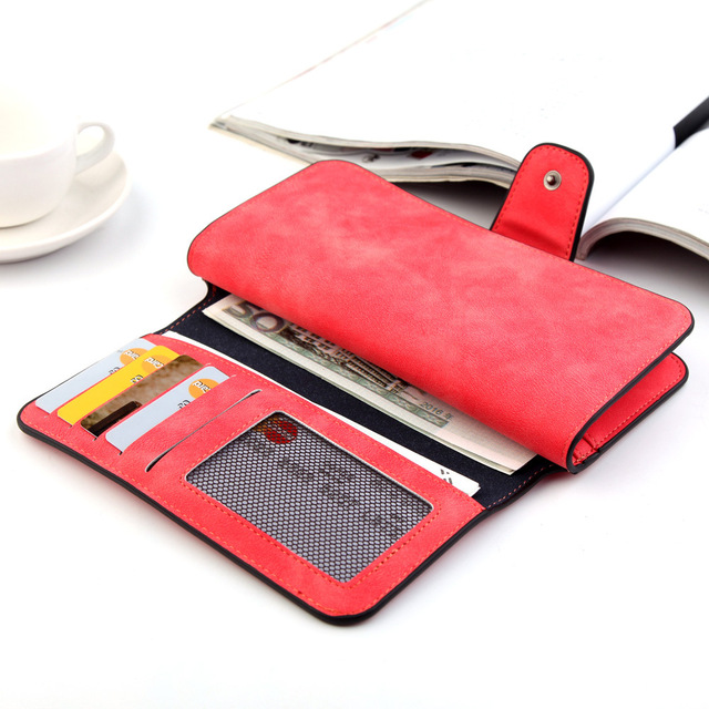 Duża klamra portfel skórzana, matowa z wieloma miejscami na karty i dużą pojemnością portfela dla kobiet - Wianko - 15