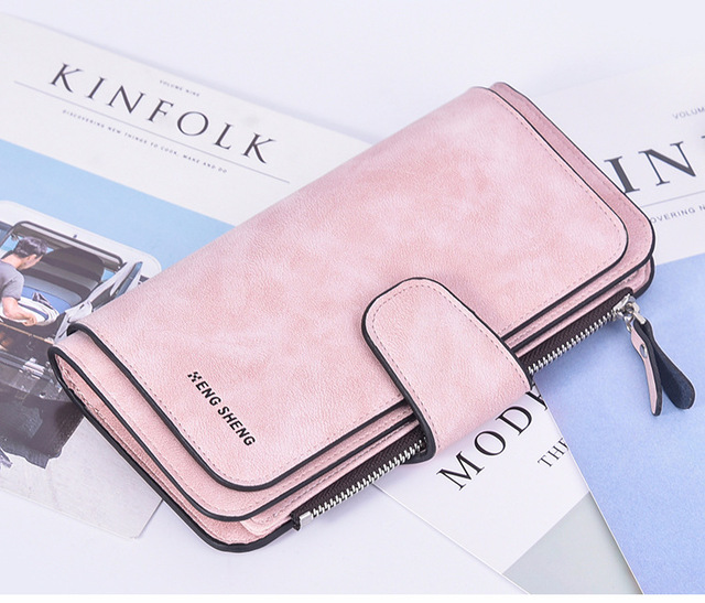 Duża klamra portfel skórzana, matowa z wieloma miejscami na karty i dużą pojemnością portfela dla kobiet - Wianko - 29