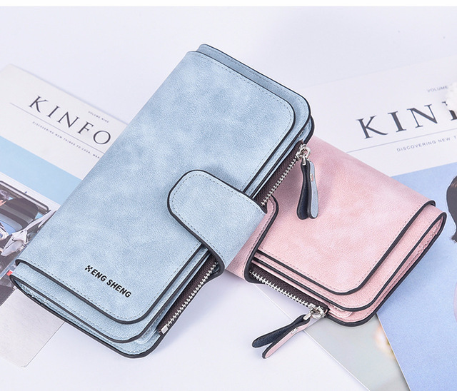 Duża klamra portfel skórzana, matowa z wieloma miejscami na karty i dużą pojemnością portfela dla kobiet - Wianko - 3