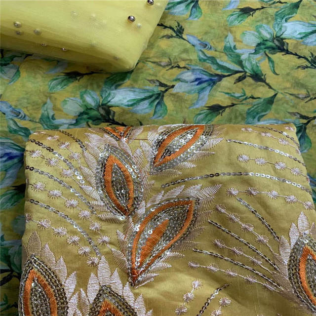 Zestaw 3-sztukowych tkanin z koronką afrykańską z nadrukiem - wysoka jakość, 100% bawełna - 2 + 5 + 2 metry - dla sukienek (L99182) - Wianko - 17