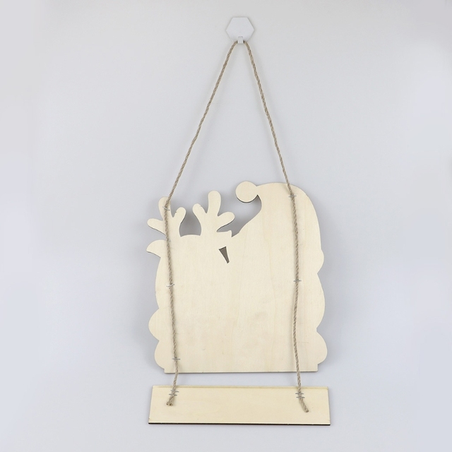 Drewniany znak Snowman Santa - tablica wieszak na drzwi bożonarodzeniowa - Wianko - 5