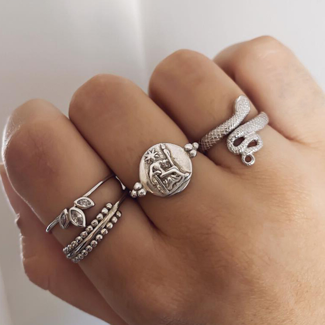 Nowy, regulowany pierścień ze srebra pozłacanego 24K, w kształcie węża z dużym, złotym zwierzęcym pierścieniem naokrągłym, luksusowym kształcie - biżuteria dla kobiet - Wianko - 12