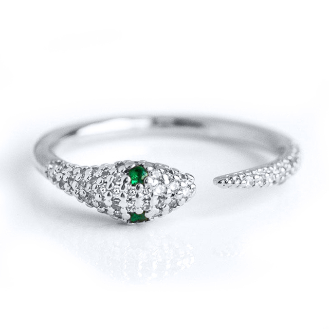 Nowy, regulowany pierścień ze srebra pozłacanego 24K, w kształcie węża z dużym, złotym zwierzęcym pierścieniem naokrągłym, luksusowym kształcie - biżuteria dla kobiet - Wianko - 4