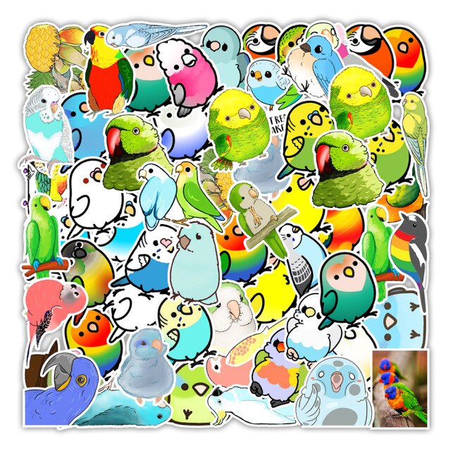 Naklejki Cute Animal Bird - 10/30/50 sztuk dla laptopa, lodówki, gitary, roweru, przechowalni, skateboardu, telefonu, butelki - idealne do graffiti, zabawki dla dzieci - Wianko - 19