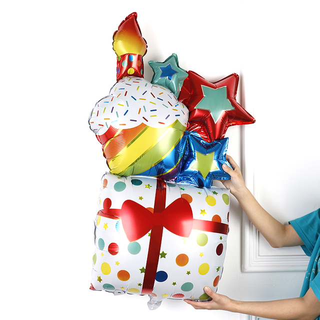 Duża świeca z nadmuchiwanych balonów foliowych jako dekoracja urodzinowa dla dzieci - Globos - Wianko - 5