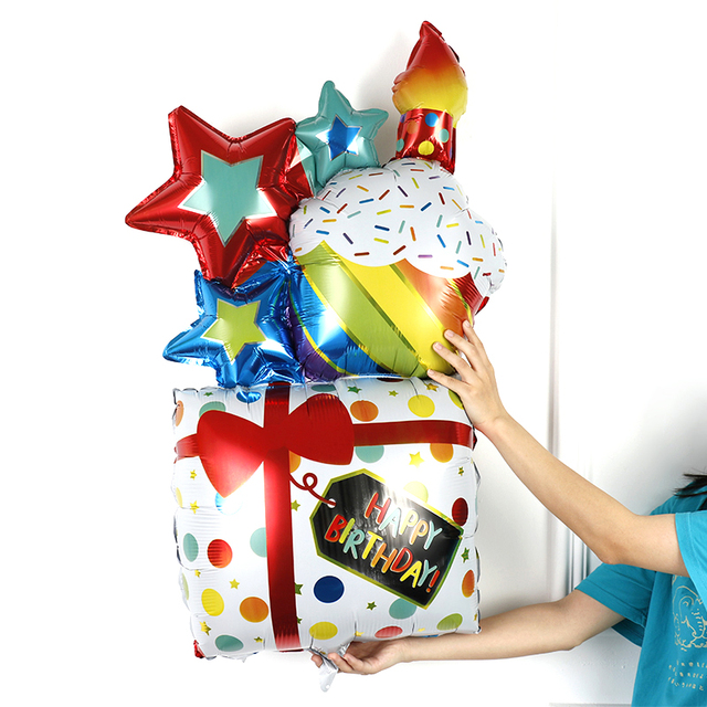 Duża świeca z nadmuchiwanych balonów foliowych jako dekoracja urodzinowa dla dzieci - Globos - Wianko - 4