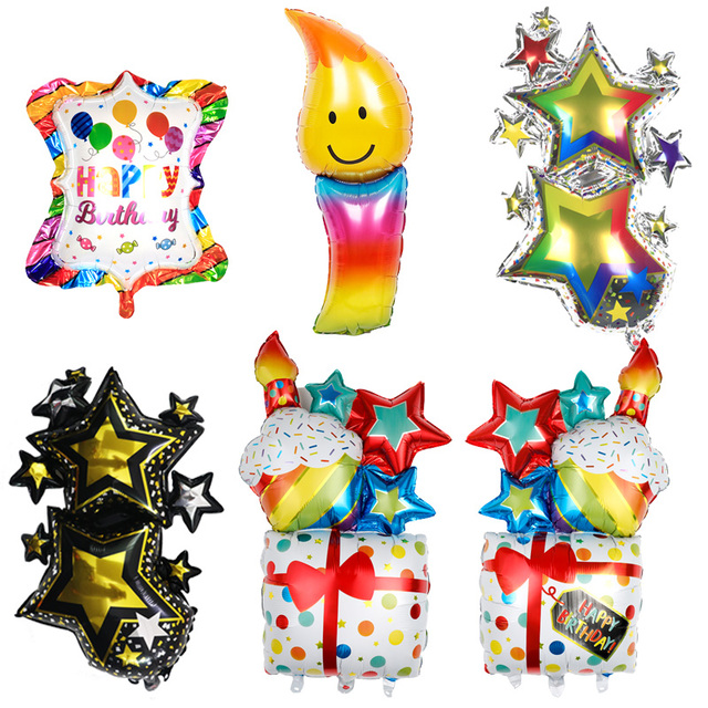 Duża świeca z nadmuchiwanych balonów foliowych jako dekoracja urodzinowa dla dzieci - Globos - Wianko - 3