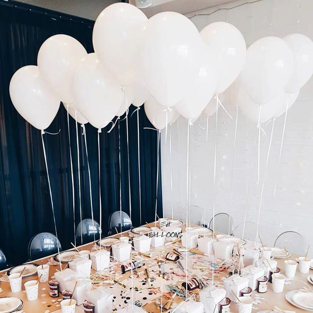 Partia 100 białych lateksowych balonów dekoracyjnych na ślub i urodziny, rozmiar 10 Cal, 1.5g - Wianko - 2