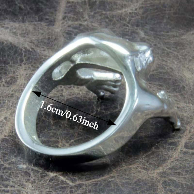 Oto dopracowany tytuł produktu:Vintage Frog Ring Finger - diamond z żabą, metalowy pierścień, regulowana obrączka otwierająca, osobowość retro, punkowy styl - Wianko - 4