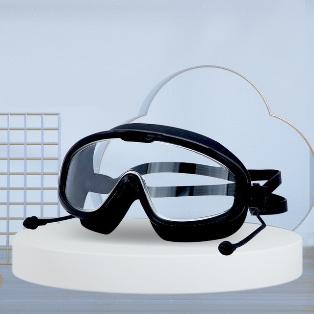 Okulary pływackie profesjonalne duże oprawki, wodoodporne, miękkie, silikonowe, zatyczki do uszu, Anti-Fog, UV, uniseks - Wianko - 8
