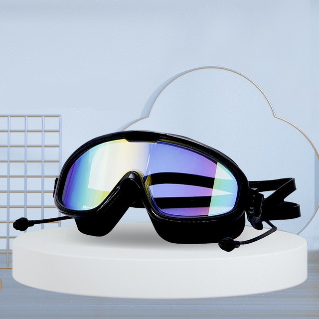 Okulary pływackie profesjonalne duże oprawki, wodoodporne, miękkie, silikonowe, zatyczki do uszu, Anti-Fog, UV, uniseks - Wianko - 11