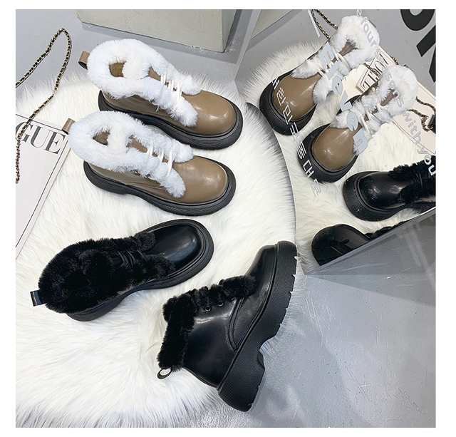 Moda 2021: Zimowe buty damskie pluszowe ocieplane 35-42 na duże rozmiary i na platformie - Wianko - 18