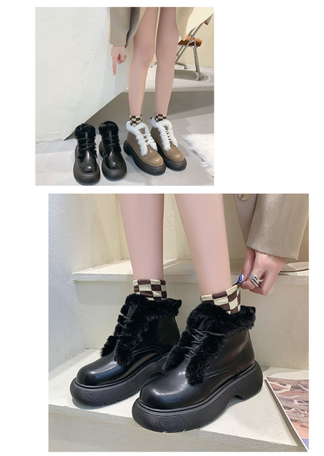 Moda 2021: Zimowe buty damskie pluszowe ocieplane 35-42 na duże rozmiary i na platformie - Wianko - 10