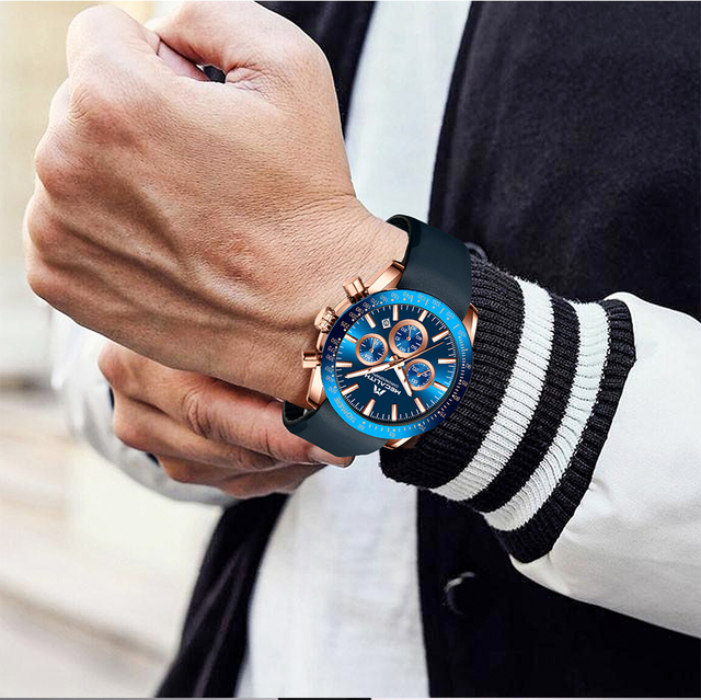 Męski zegarek MEGALITH Relogio Masculino - czarna opaska, silikonowa, kwarcowy, chronograf, wodoodporny - Wianko - 13