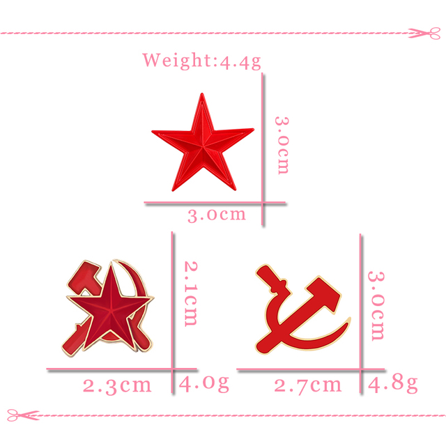 Broszka Symbol Emalia ZSRR - Czerwona Gwiazda Sierp Młotek - Wianko - 1