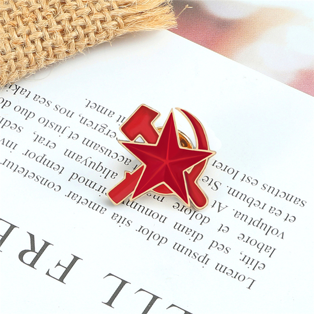 Broszka Symbol Emalia ZSRR - Czerwona Gwiazda Sierp Młotek - Wianko - 6