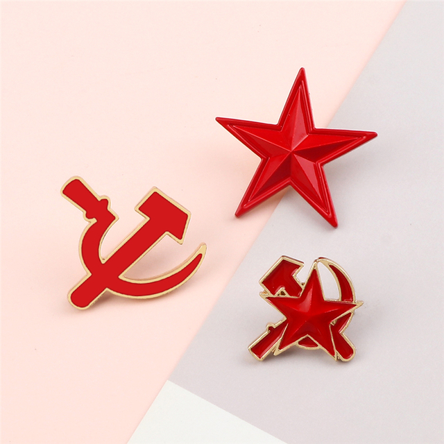 Broszka Symbol Emalia ZSRR - Czerwona Gwiazda Sierp Młotek - Wianko - 4