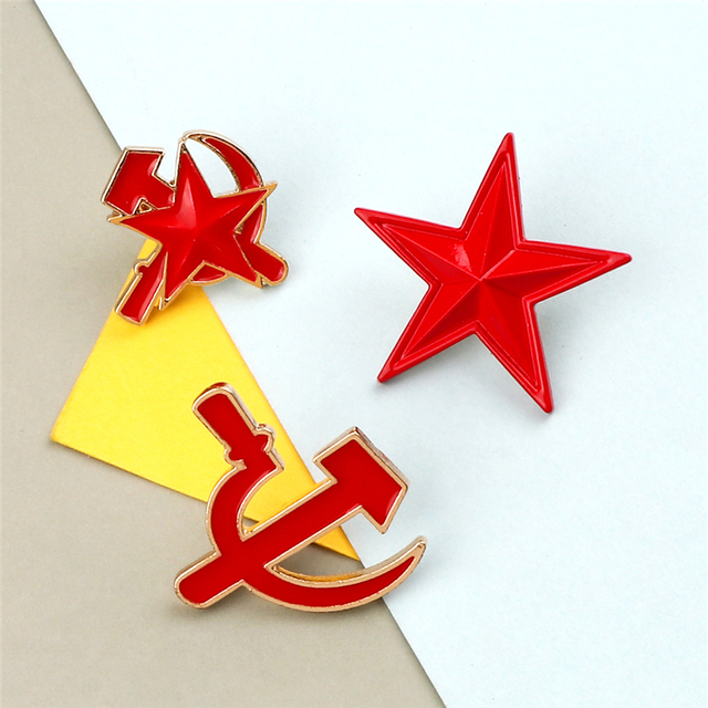 Broszka Symbol Emalia ZSRR - Czerwona Gwiazda Sierp Młotek - Wianko - 5