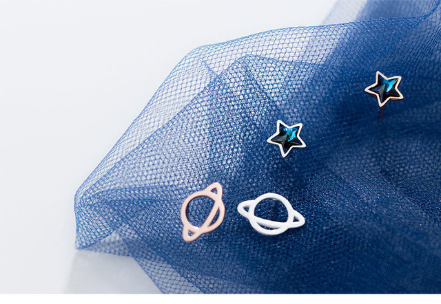 Kolczyki dla kobiet srebro 925 Star Universe - Piękna biżuteria stadniny kolczyki 925 srebro zapięcie typu sztyft - Wianko - 1