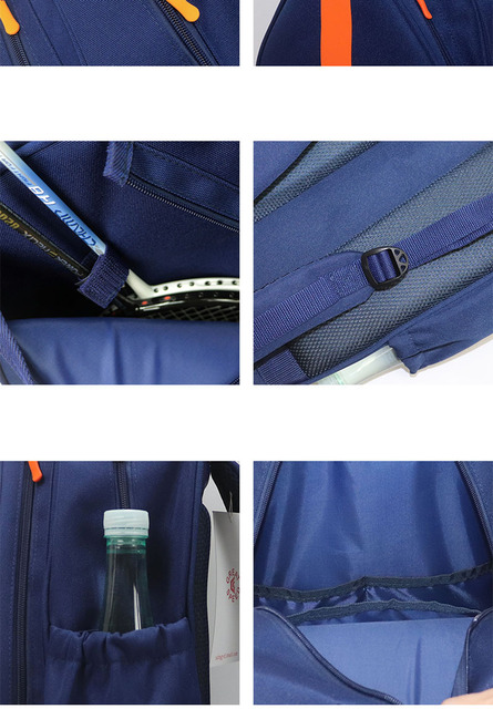Nowa Torba Tenisowa GreatSpeed Dark Blue 1-2 Pack - Pojemna torba na rakiety do squasha i plecak z miejscem na buty, magazyn, termos i wodę - Wianko - 8