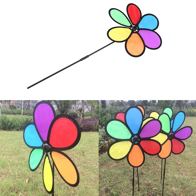 Dekoracyjny wiatrak wiatrowy dla dzieci - kolorowa tęcza, stokrotka, kwiat - gwarancja wspaniałej zabawy - Wianko - 1
