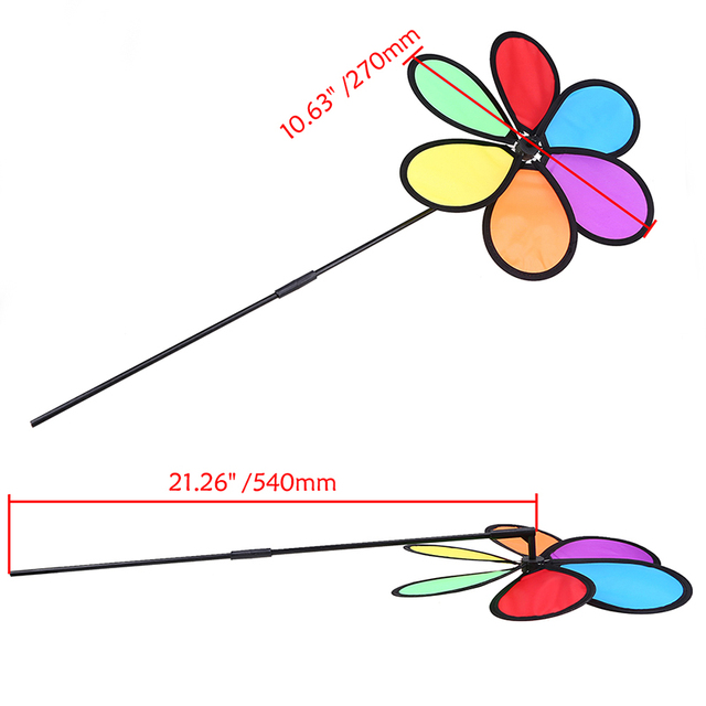 Dekoracyjny wiatrak wiatrowy dla dzieci - kolorowa tęcza, stokrotka, kwiat - gwarancja wspaniałej zabawy - Wianko - 2