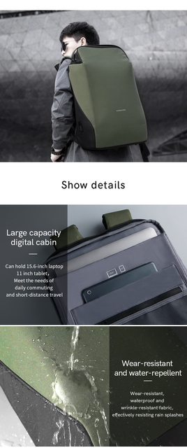 Plecak Kingsons nowego modelu na laptopa 15.6 cala, wielofunkcyjny, wodoodporny, z zabezpieczeniem przeciw kradzieży - Wianko - 8