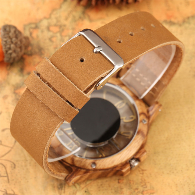 Męskie zegarki kwarcowe z przezroczystym, drewnianym wyświetlaczem, cyframi arabskimi i obudową w stylu Hollow - Wianko - 4