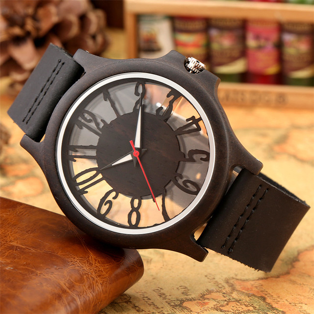 Męskie zegarki kwarcowe z przezroczystym, drewnianym wyświetlaczem, cyframi arabskimi i obudową w stylu Hollow - Wianko - 11