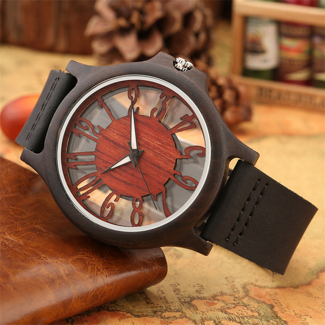 Męskie zegarki kwarcowe z przezroczystym, drewnianym wyświetlaczem, cyframi arabskimi i obudową w stylu Hollow - Wianko - 15