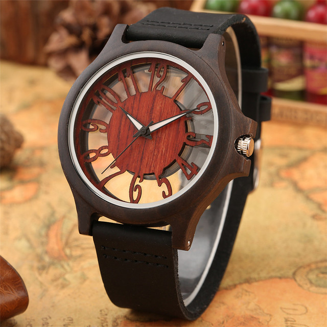 Męskie zegarki kwarcowe z przezroczystym, drewnianym wyświetlaczem, cyframi arabskimi i obudową w stylu Hollow - Wianko - 13