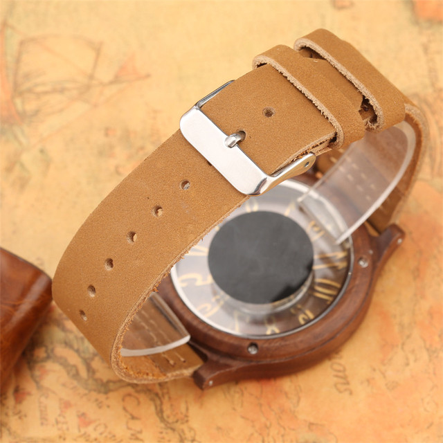 Męskie zegarki kwarcowe z przezroczystym, drewnianym wyświetlaczem, cyframi arabskimi i obudową w stylu Hollow - Wianko - 8