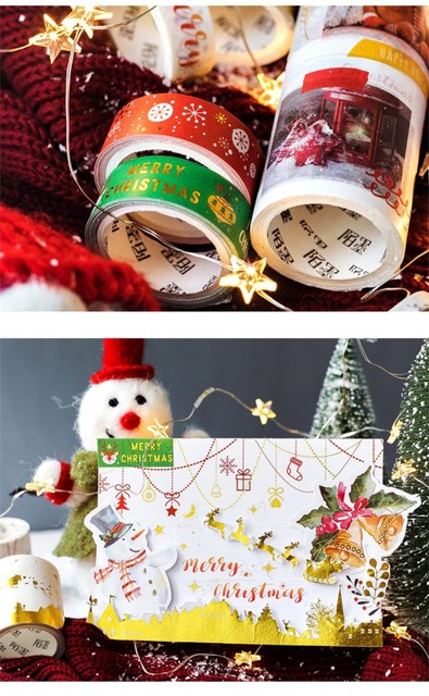 10 sztuk/partia Mo Mo Mo oryginalne świąteczne naklejki brązujące i dekoracyjne z papierową taśmą ręczną - Wianko - 8