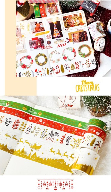 10 sztuk/partia Mo Mo Mo oryginalne świąteczne naklejki brązujące i dekoracyjne z papierową taśmą ręczną - Wianko - 5